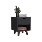 Table de chevet 1 tiroir en bois noir de 19 po