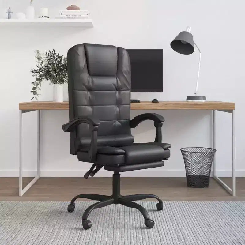 Fauteuil de bureau inclinable massant – Similicuir noir