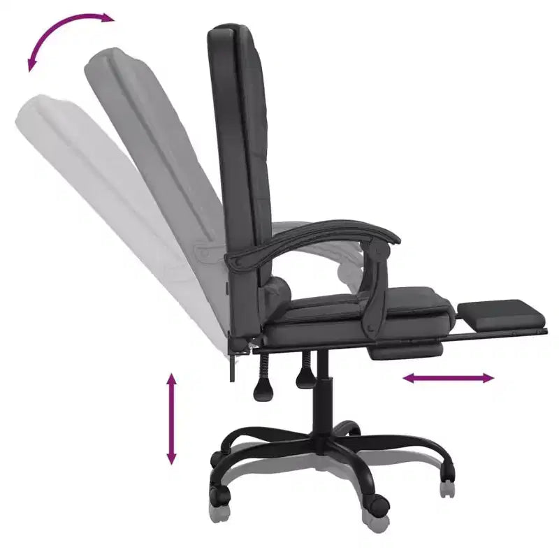 Fauteuil de bureau inclinable massant – Similicuir noir