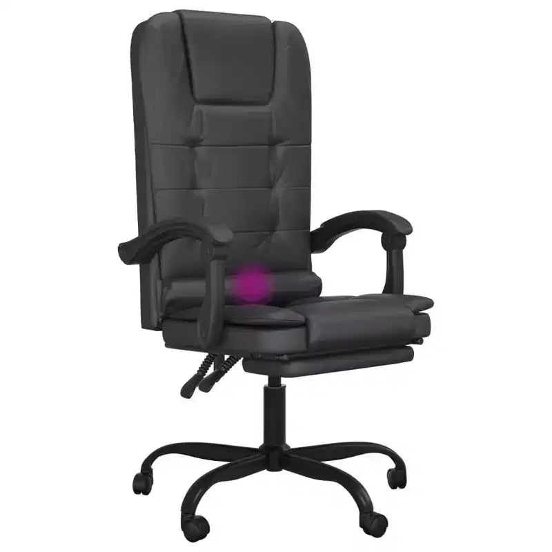 Fauteuil de bureau inclinable massant – Similicuir noir