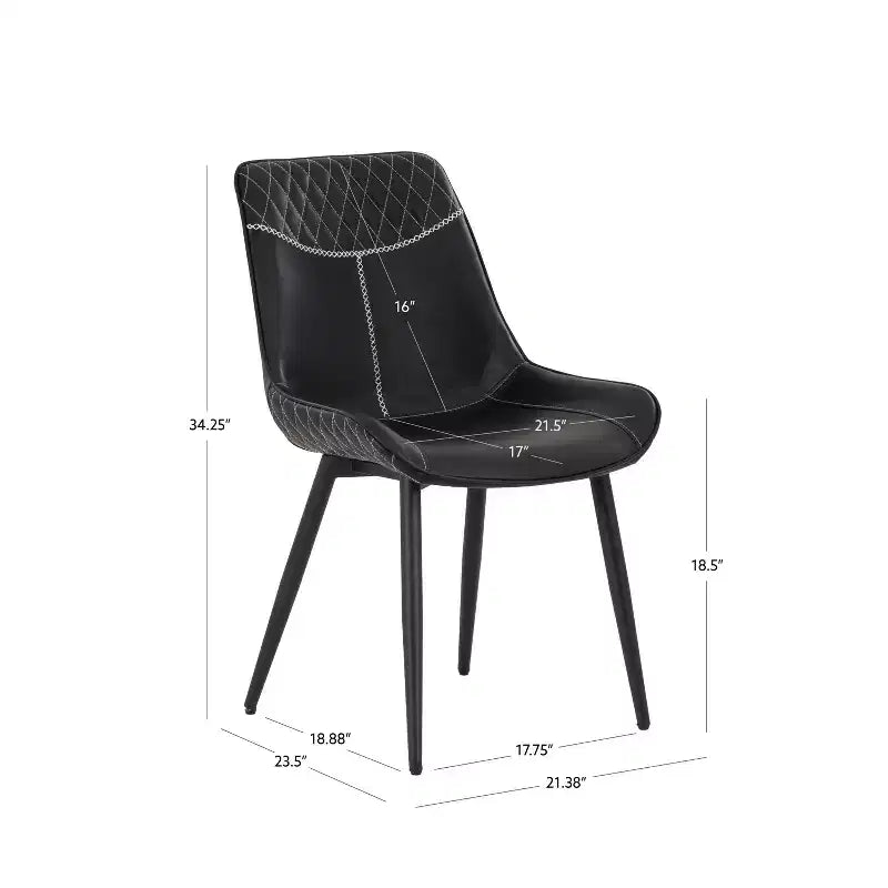 Lot de 2 chaises de salle à manger à dossier haut, noires
