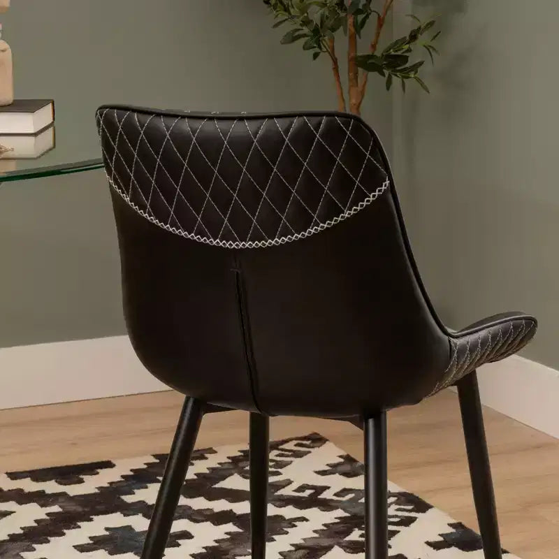Lot de 2 chaises de salle à manger à dossier haut, noires