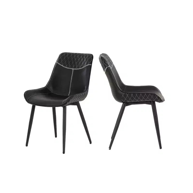 Lot de 2 chaises de salle à manger à dossier haut, noires