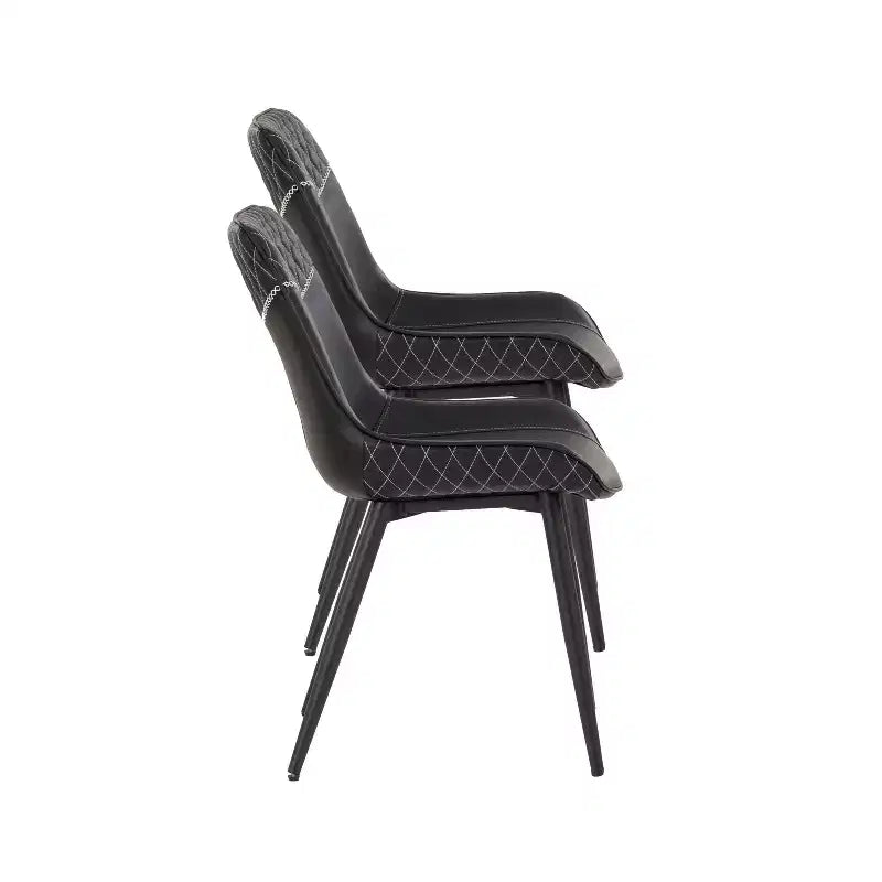 Lot de 2 chaises de salle à manger à dossier haut, noires