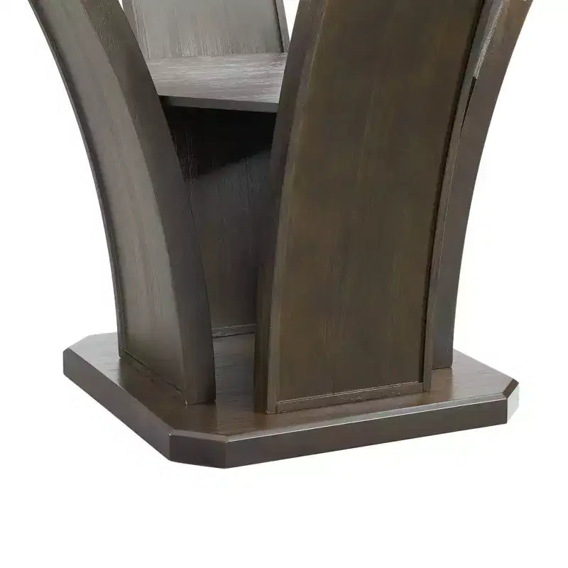 Table de salle à manger ronde avec plateau en verre et pied central