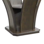 Table de salle à manger ronde avec plateau en verre et pied central