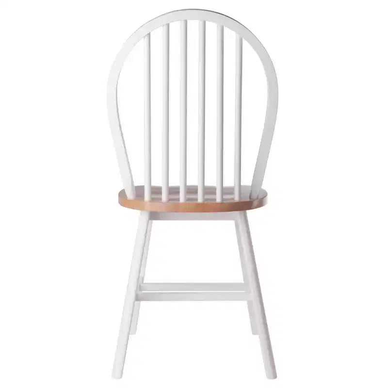 Ensemble table de salle à manger ronde avec abattants 5 pièces et 4 chaises Windsor – Bois massif naturel/blanc