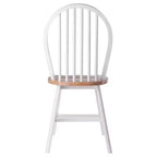 Ensemble table de salle à manger ronde avec abattants 5 pièces et 4 chaises Windsor – Bois massif naturel/blanc
