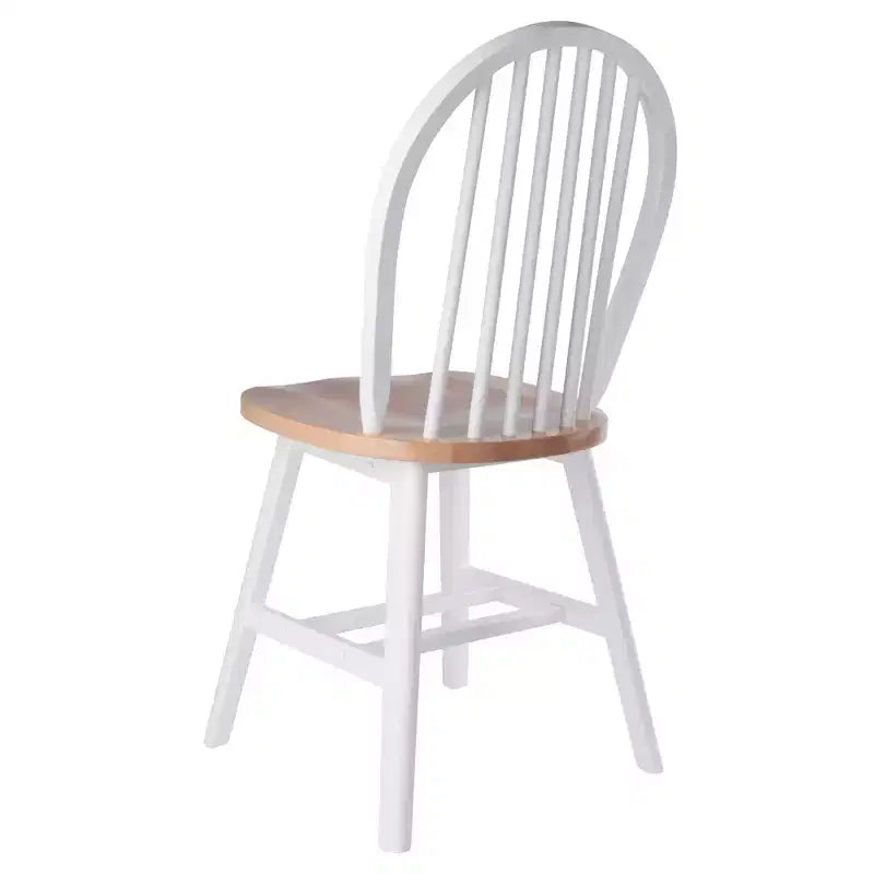 Ensemble table de salle à manger ronde avec abattants 5 pièces et 4 chaises Windsor – Bois massif naturel/blanc