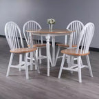 Ensemble table de salle à manger ronde avec abattants 5 pièces et 4 chaises Windsor – Bois massif naturel/blanc