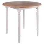 Ensemble table de salle à manger ronde avec abattants 5 pièces et 4 chaises Windsor – Bois massif naturel/blanc