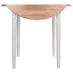 Ensemble table de salle à manger ronde avec abattants 5 pièces et 4 chaises Windsor – Bois massif naturel/blanc