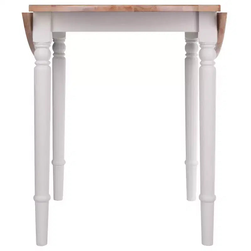 Ensemble table de salle à manger ronde avec abattants 5 pièces et 4 chaises Windsor – Bois massif naturel/blanc