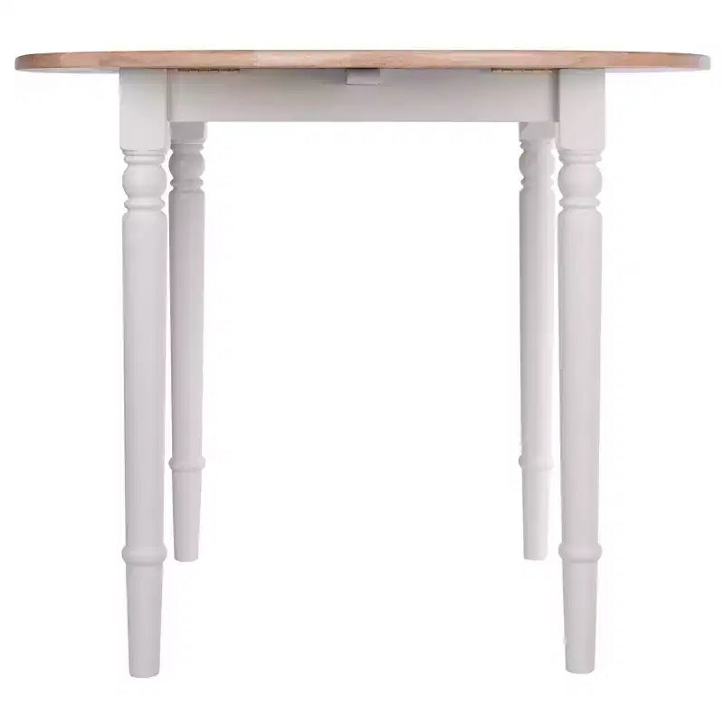 Ensemble table de salle à manger ronde avec abattants 5 pièces et 4 chaises Windsor – Bois massif naturel/blanc