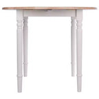Ensemble table de salle à manger ronde avec abattants 5 pièces et 4 chaises Windsor – Bois massif naturel/blanc