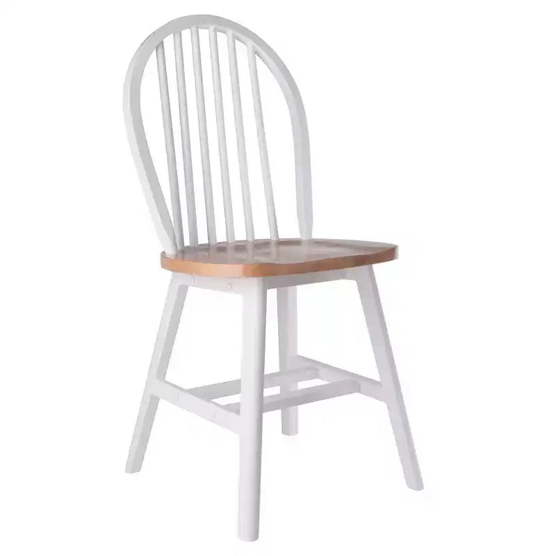 Ensemble table de salle à manger ronde avec abattants 5 pièces et 4 chaises Windsor – Bois massif naturel/blanc