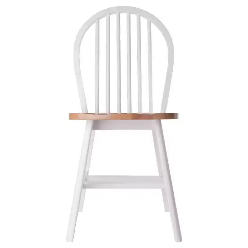 Ensemble table de salle à manger ronde avec abattants 5 pièces et 4 chaises Windsor – Bois massif naturel/blanc