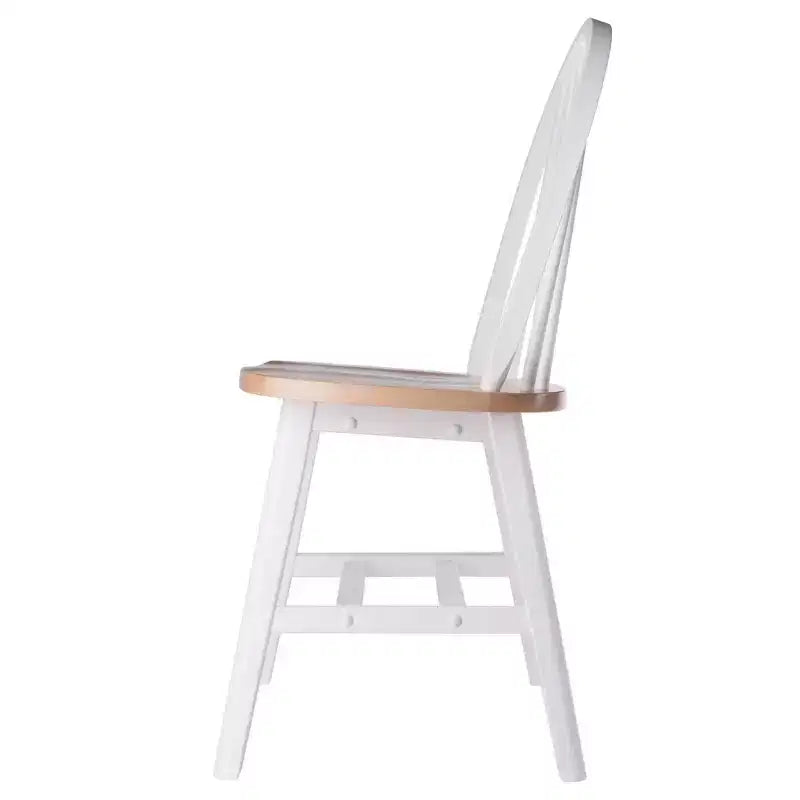 Ensemble table de salle à manger ronde avec abattants 5 pièces et 4 chaises Windsor – Bois massif naturel/blanc