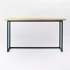 Console rectangulaire de 152 cm avec cadre en métal et plateau aspect bois, marron/noir