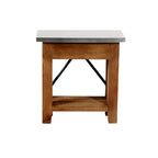 Table d'appoint industrielle avec étagère – Cadre en bois massif et plateau en acier zingué
