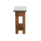 Table d'appoint industrielle avec étagère – Cadre en bois massif et plateau en acier zingué
