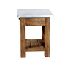 Table d'appoint industrielle avec étagère – Cadre en bois massif et plateau en acier zingué