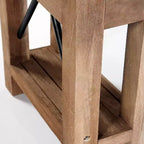 Table d'appoint industrielle avec étagère – Cadre en bois massif et plateau en acier zingué