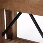 Table d'appoint industrielle avec étagère – Cadre en bois massif et plateau en acier zingué