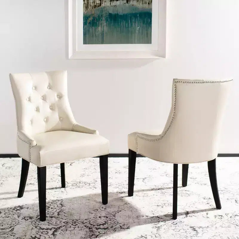 Chaise de salle à manger capitonnée avec clous décoratifs (Lot de 2)
