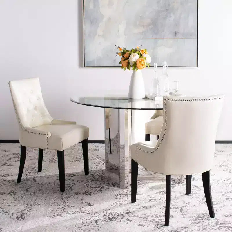 Chaise de salle à manger capitonnée avec clous décoratifs (Lot de 2)