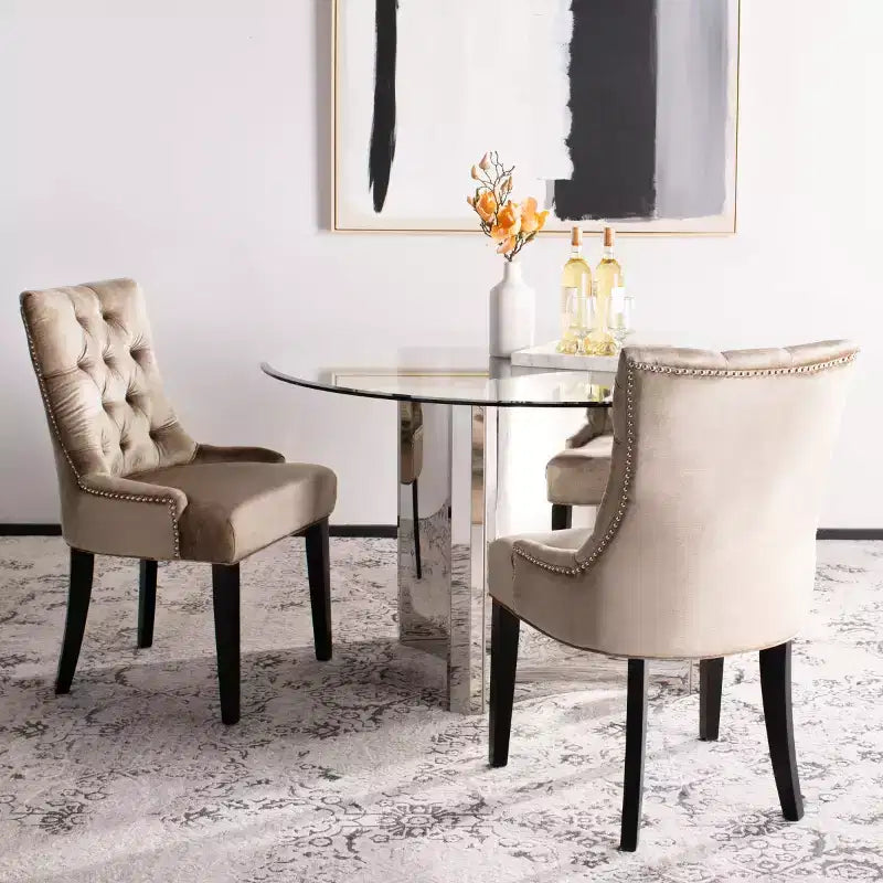 Chaise de salle à manger capitonnée avec clous décoratifs (Lot de 2)