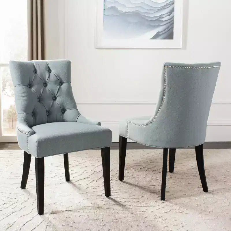 Chaise de salle à manger capitonnée avec clous décoratifs (Lot de 2)