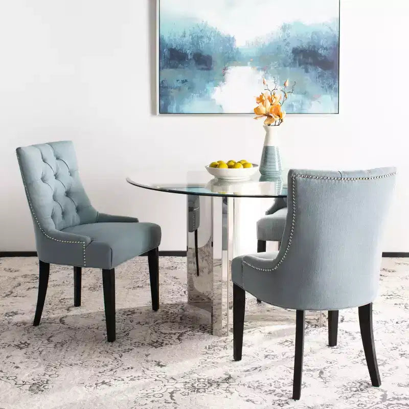 Chaise de salle à manger capitonnée avec clous décoratifs (Lot de 2)