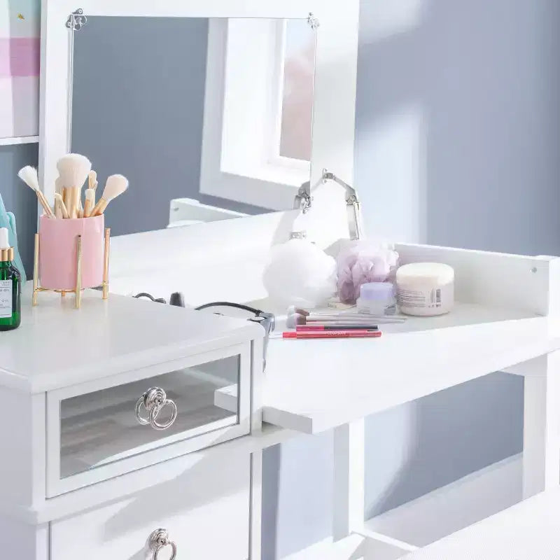 Coiffeuse avec miroir et banc
