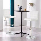 Lot de 2 tabourets de bar pivotants réglables avec siège en cuir PU, Blanc