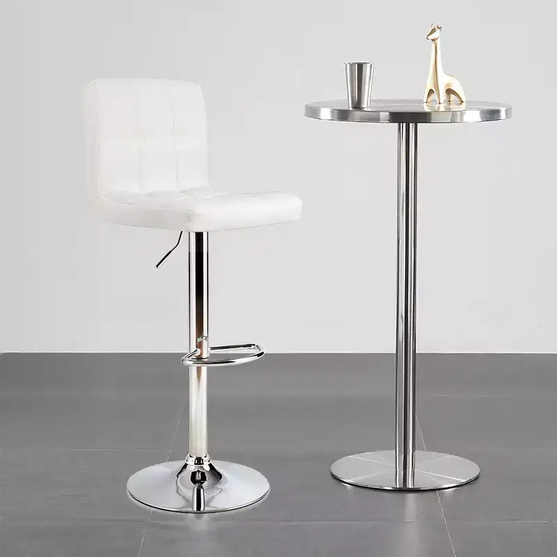 Lot de 2 tabourets de bar pivotants réglables avec siège en cuir PU, Blanc