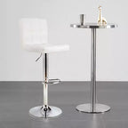 Lot de 2 tabourets de bar pivotants réglables avec siège en cuir PU, Blanc