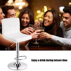 Lot de 2 tabourets de bar pivotants réglables avec siège en cuir PU, Blanc