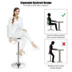 Lot de 2 tabourets de bar pivotants réglables avec siège en cuir PU, Blanc