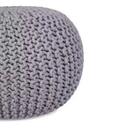 Pouf repose-pieds ottoman tricoté rond - Gris clair