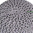 Pouf repose-pieds ottoman tricoté rond - Gris clair