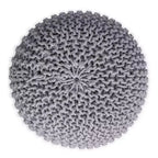 Pouf repose-pieds ottoman tricoté rond - Gris clair