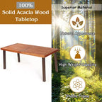Table à manger rectangulaire en bois d'acacia pour usage intérieur et extérieur