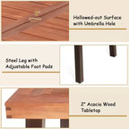Table à manger rectangulaire en bois d'acacia pour usage intérieur et extérieur