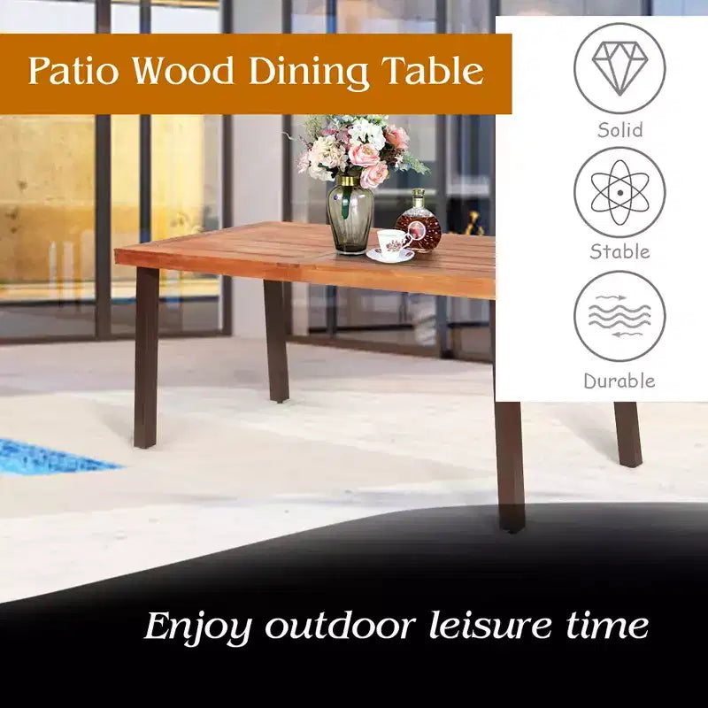 Table à manger rectangulaire en bois d'acacia pour usage intérieur et extérieur