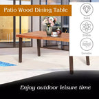 Table à manger rectangulaire en bois d'acacia pour usage intérieur et extérieur