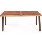 Table à manger rectangulaire en bois d'acacia pour usage intérieur et extérieur