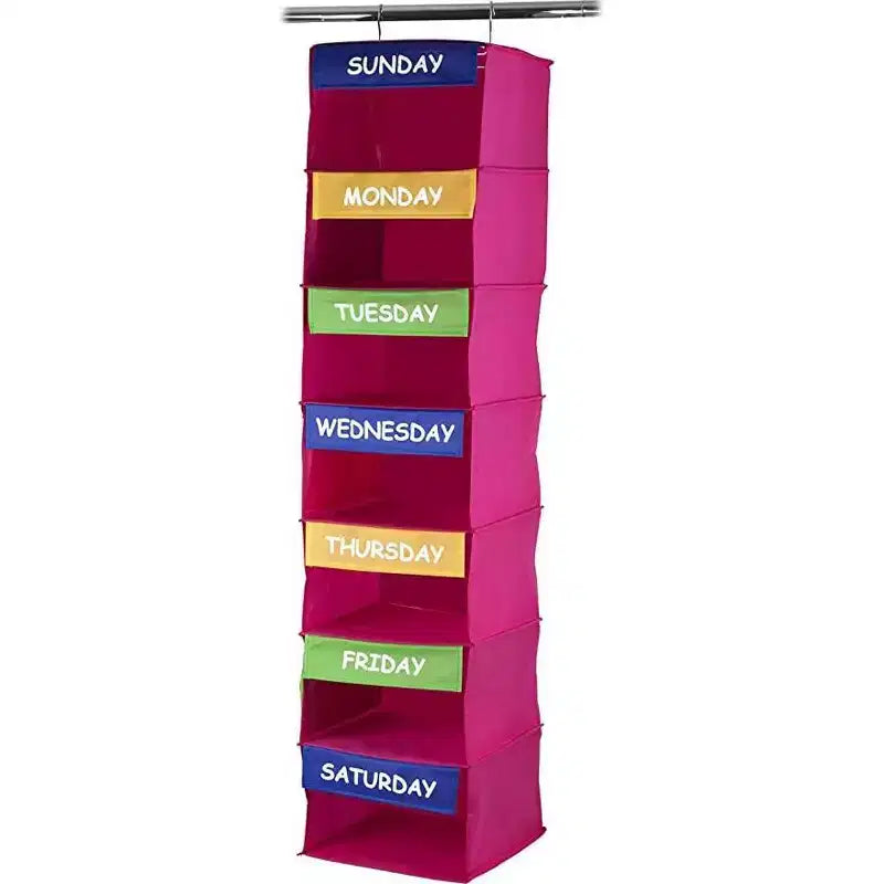 Organisateur de placard suspendu pour enfants – Étagère de rangement à 7 niveaux pour vêtements quotidiens