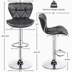 Lot de 2 tabourets de bar pivotants réglables en hauteur avec revêtement en cuir PU