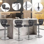 Lot de 2 tabourets de bar pivotants réglables en hauteur avec revêtement en cuir PU